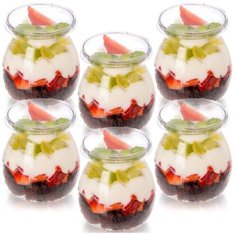 Pucharki z Pokrywkami 160ml Zestaw 6 szt. do Monoporcji i Deserów