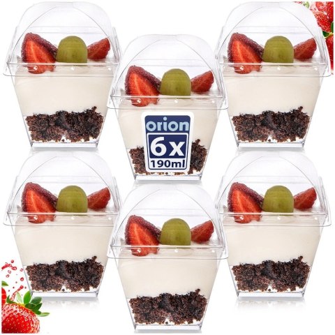 Pucharki z Pokrywkami 180ml Zestaw 6 szt. na Słodki Stół ORION Musy
