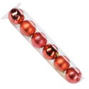 Bombki Choinkowe Czerwone 6 szt. Nietłukące 7 cm Wytłaczana Struktura