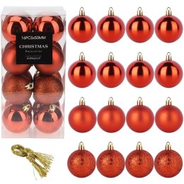 Bombki Czerwone 12 szt. Nietłukące 5 cm Zestaw Mat/Błysk/Brokat Dekor