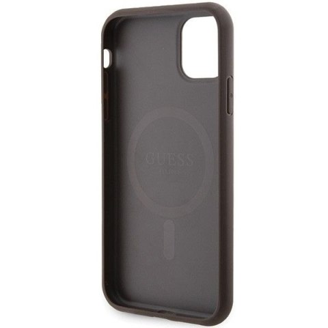 GUESS futerał do IPHONE 11 kompatybliny z MagSafe GUHMN61G4GFRW (4G Ring classic logo) brązowy