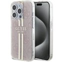 GUESS futerał do IPHONE 15 Pro GUHCP15LH4PSEGP (4G Gold Stripe) różowy