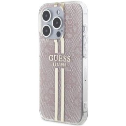 GUESS futerał do IPHONE 15 Pro GUHCP15LH4PSEGP (4G Gold Stripe) różowy