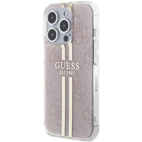 GUESS futerał do IPHONE 15 Pro GUHCP15LH4PSEGP (4G Gold Stripe) różowy