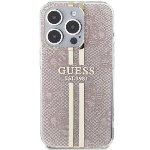 GUESS futerał do IPHONE 15 Pro GUHCP15LH4PSEGP (4G Gold Stripe) różowy
