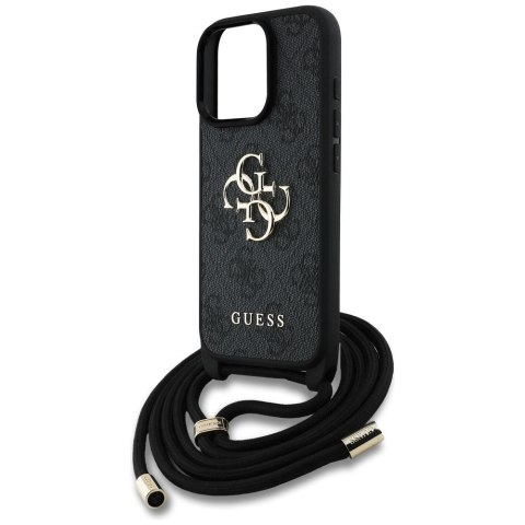 GUESS futerał do IPHONE 16 Pro Max GUHCP16XP4GMGCRK (CBDY PU 4G Big Logo W/Cord Strap) czarny