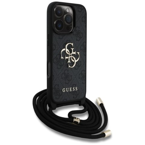 GUESS futerał do IPHONE 16 Pro Max GUHCP16XP4GMGCRK (CBDY PU 4G Big Logo W/Cord Strap) czarny