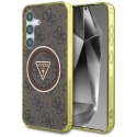 GUESS futerał do SAMSUNG S25 GUHMS25SHG4PRTGW (Magnetic IML Metal Glitter 4G Circle Triangle) brązowy