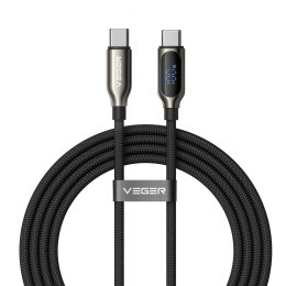 Kabel z wyświetlaczem LED USB C do USB C VEGER PD 5A 100W 1,5 m CC1-XHJ czarny
