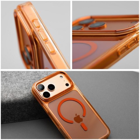 Etui na iPhone 17 Frame Clear Hybrid Mag Cover zgodny z MagSafe pomarańczowe