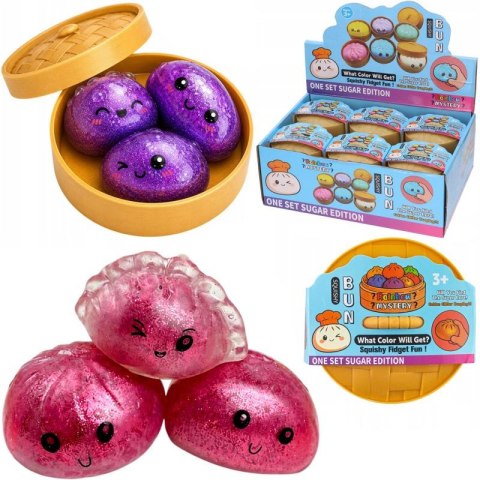 Gniotek squishy pierożek 3szt. brokat 10 x 6 x 6cm B-2232