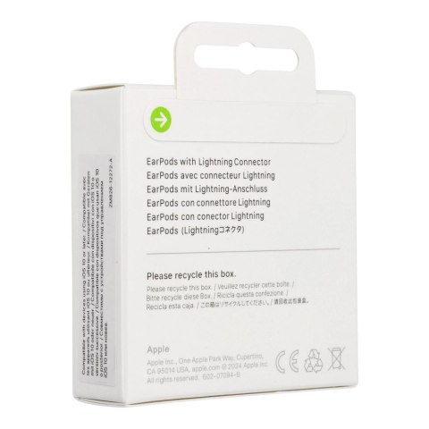 Oryginalne Słuchawki przewodowe douszne Apple A1748 EarPods MWTY3ZM/A Lightning blister białe
