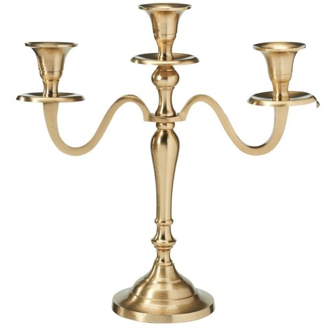 Świecznik Kandelabr 30 cm Aluminium Złoty na 3 Długie Świece Elegancki
