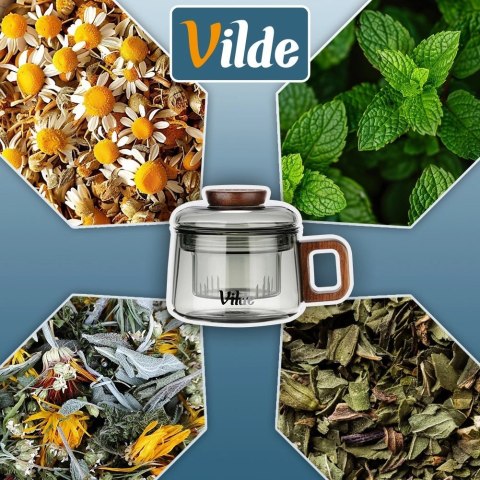 Szklanka z Zaparzaczem i Pokrywką Szkło Borokrzemowe 240ml VILDE