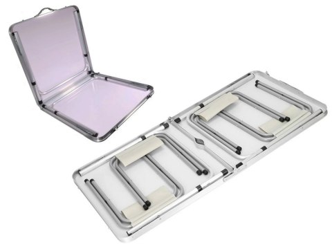 Zestaw stolik stół turystyczny składany kempingowy duży 4 krzesła walizka KREMOWY