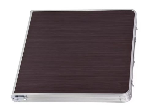 Zestaw stolik stół turystyczny składany kempingowy duży 4 krzesła walizka brąz