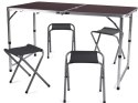 Zestaw stolik stół turystyczny składany kempingowy duży 4 krzesła walizka brąz