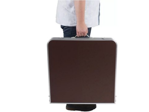 Zestaw stolik stół turystyczny składany kempingowy duży 4 krzesła walizka brąz