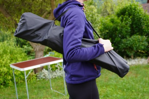 Lekkie Krzesło Składane Kempingowe z Oparciem Turystyczne Czarne KUBISPORT