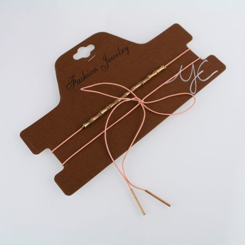 NASZYJNIK CHOKER RÓŻOWY ZE ZŁOTEM - N491