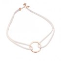 NASZYJNIK CHOKER RZEMYK ZŁOTE KÓŁECZKO BIAŁY N296B