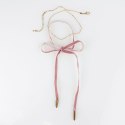 NASZYJNIK CHOKER VELVET CHAIN - RÓŻOWY N485R