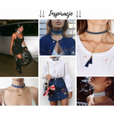 NASZYJNIK DENIM CHOKEJ Z TRÓJKĄTEM - N469