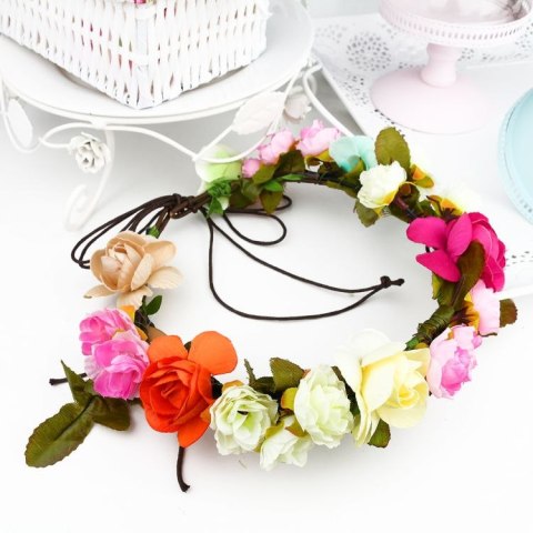 Wianek, opaska do włosów z kwiatów, delikatny wianuszek BOHO W49