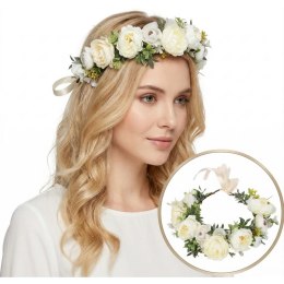 Wianek, opaska do włosów z kwiatów, delikatny wianuszek BOHO W105