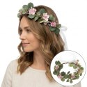 Wianek, opaska do włosów z kwiatów, delikatny wianuszek BOHO W86