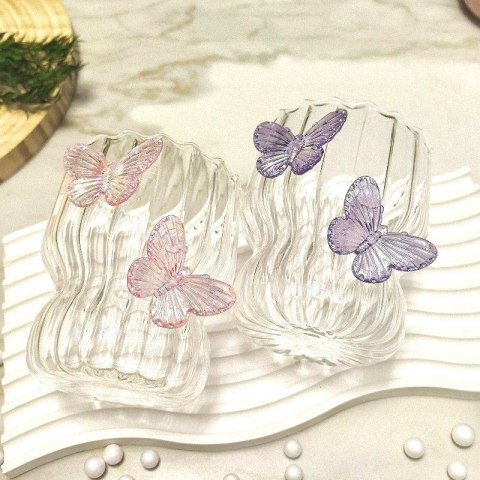 Szklanka ryflowana, z falowanymi ściankami, MOTYLKI fiolet 260 ml 1szt SZK162