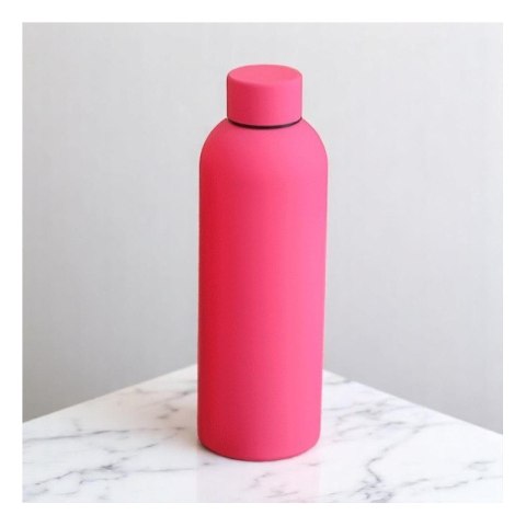 Bidon, butelka termiczna 500ML, stal nierdzewna z powłoką SOFT TOUCH fuksja BD46F
