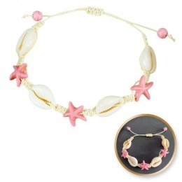 Bransoletka 2w1 na stopę i rękę, na sznurku, MUSZELKI i ROZGWIAZDY B543R