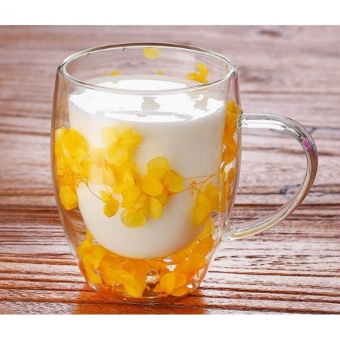 Szklanka termiczna z kwiatami w środku, hortensje 300 ml 1szt SZK153