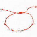 Bransoletka czerwony sznurek DREAM, srebrne kulki BST815