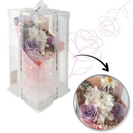 Bukiet zapachowych kwiatów mydlanych w pudełku na prezent, świecące LED BUK18