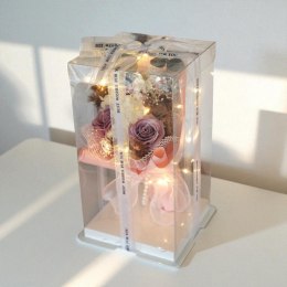 Bukiet zapachowych kwiatów mydlanych w pudełku na prezent, świecące LED BUK18