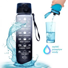 Butelka na wodę, bidon z miarką 1L OMBRE Szary z Czernią BD16