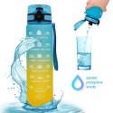 Butelka na wodę, bidon z miarką 1L OMBRE Turkus z Żółtym BD47