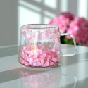 Szklanka termiczna z hortensją w środku jasny róż 180 ml 1szt SZK74