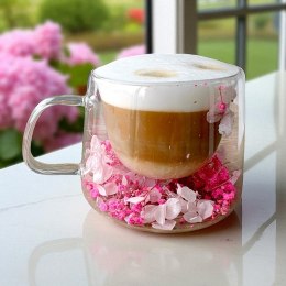 Szklanka termiczna z kwiatami w środku, hortensje 180 ml 1szt SZK175