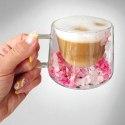 Szklanka termiczna z kwiatami w środku, hortensje 180 ml 1szt SZK175