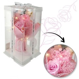 Bukiet zapachowych kwiatów mydlanych w pudełku na prezent, świecące LED BUK19