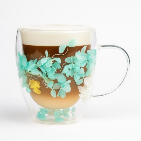 Szklanka termiczna z kwiatami w środku, hortensje zielone 300 ml 1szt SZK179ZIE