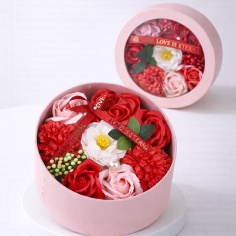 Bukiet zapachowych kwiatów mydlanych w ozdobnym pudełku, BUK25CZE