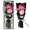 Bukiet zapachowych kwiatów mydlanych w pudełku, róże na prezent, świecące LED BUK08