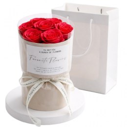 Flower box, bukiet zapachowych kwiatów mydlanych w pudełku, LED 7szt. BUK27CZE