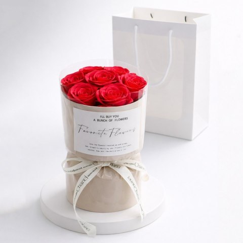 Flower box, bukiet zapachowych kwiatów mydlanych w pudełku, LED 7szt. BUK27CZE